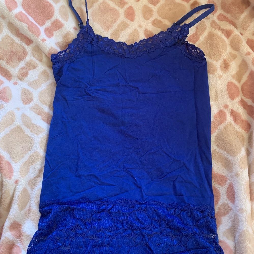 Blue Lace Trim Cami Top